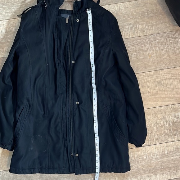 London Fog zip & button jacket removable hood lined pockets adjustable waist S - Picture 15 of 16